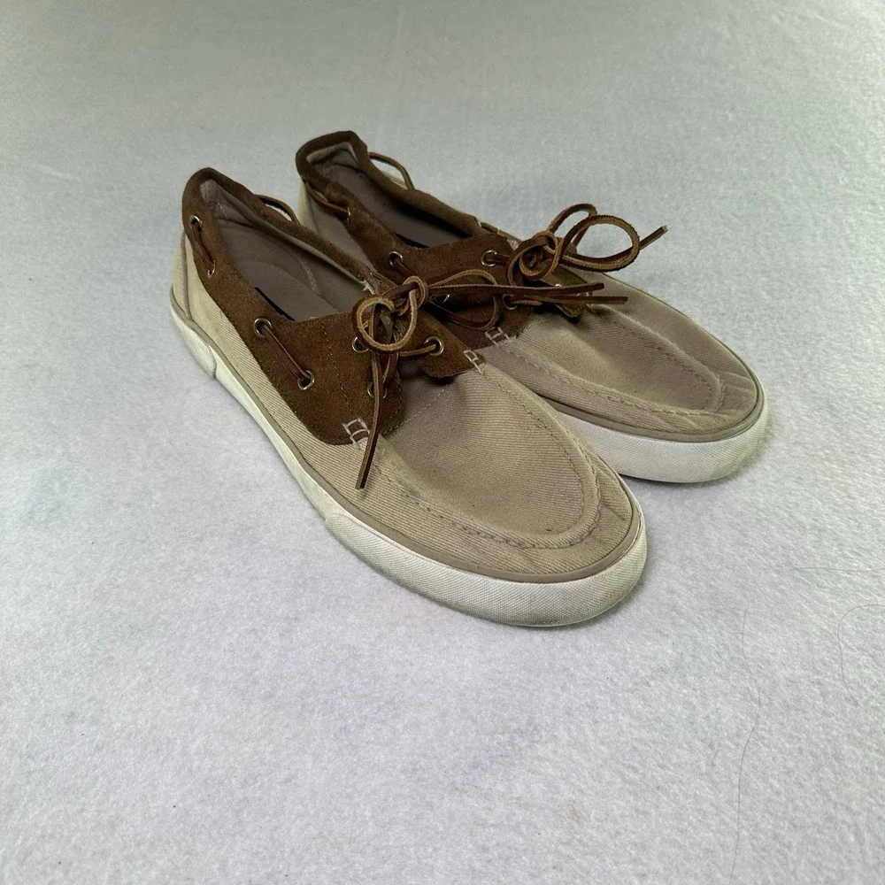 Polo Ralph Lauren Boat Shoes Mens 10.5 D Rylander Beige‎ Leather Lace Up